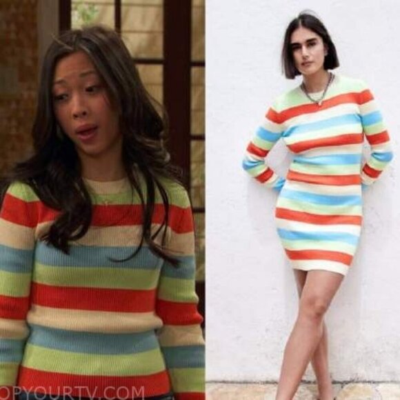 Zara Dresses & Skirts - NWT ZARA Ribbed Knit Multicolor Striped Fitted Long Sleeved Dress